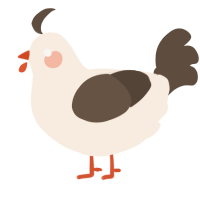 A cream and bark chicken