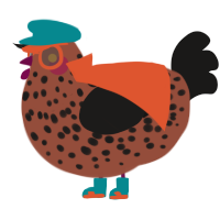 A russet and sable chicken with a speckle pattern