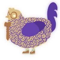 A beige and indigo chicken with a double-lace pattern