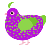 A amethyst and grass chicken with a speckle pattern