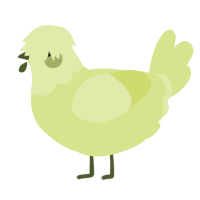 A lemon chicken with a head pattern
