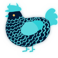 A tumblr and aqua chicken with a lace pattern