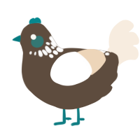 A bark and cream chicken with a neck-speckle pattern