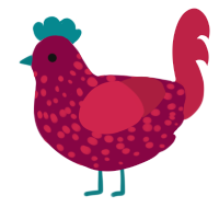 A maroon and crimson chicken with a speckle pattern