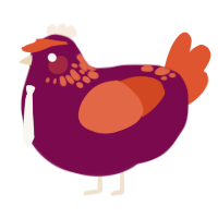 A wine and vermilion chicken with a neck-speckle pattern