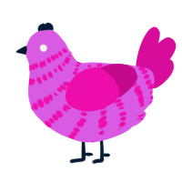 A orchid and fuchsia chicken with a bar pattern