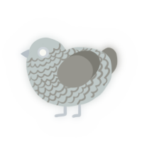 A silver and ash chicken with a lace pattern