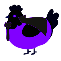 A grass and white chicken with a head pattern