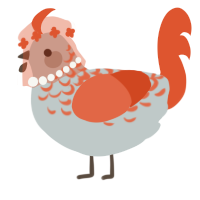 A silver and vermilion chicken with a half-lace pattern