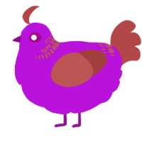 A amethyst and red chicken with a neck-band pattern
