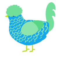 A sky and spring chicken with a lace pattern
