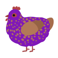 A violet and brown chicken with a speckle pattern