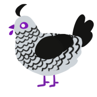 A mist and black chicken with a lace pattern