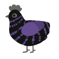 A black and overcast chicken with a bar pattern