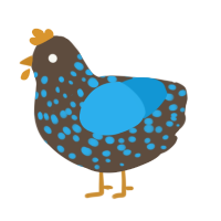 A bark and sky chicken with a speckle pattern