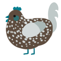 A bark and silver chicken with a speckle pattern