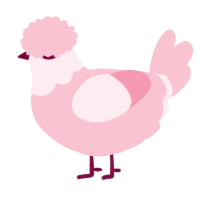 A rose chicken with a head pattern