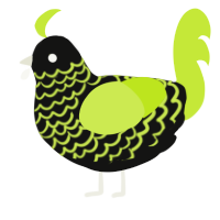 A black and lime chicken with a lace pattern