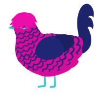 A fuchsia and navy chicken with a lace pattern