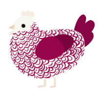 A white and maroon chicken with a double-lace pattern