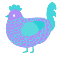 A lilac and aqua chicken with a lace pattern