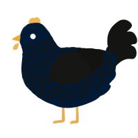 A tumblr and black chicken with a lace pattern