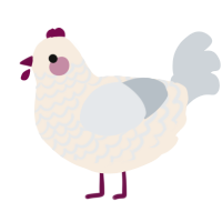 A cream and mist chicken with a lace pattern