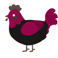 A sable and maroon chicken with a head pattern