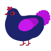 A navy and amethyst chicken