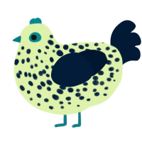 A apple and tumblr chicken with a speckle pattern