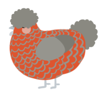 A vermilion and ash chicken with a lace pattern