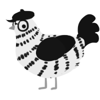 A cream and black chicken with a bar pattern