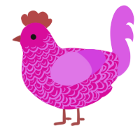 A fuchsia and orchid chicken with a double-lace pattern