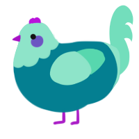 A sea and mint chicken with a head pattern