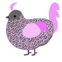 A grey and lavender chicken with a double-lace pattern