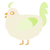 A cream and apple chicken with a lace pattern