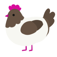 A white and bark chicken with a head pattern