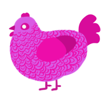 A orchid and fuchsia chicken with a double-lace pattern