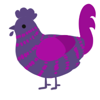 Berry, a overcast and plum chicken with a bar pattern