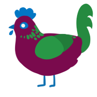 A wine and viridian chicken with a neck-speckle pattern