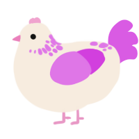 A cream and orchid chicken with a neck-speckle pattern
