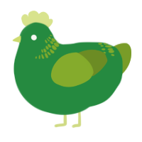 A viridian and chartreuse chicken with a neck-band pattern