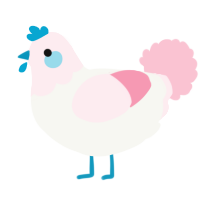 A white and rose chicken with a head pattern