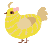 A yellow and beige chicken with a bar pattern