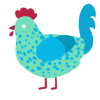 A mint and cerulean chicken with a speckle pattern