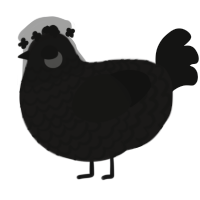 A sable and black chicken with a lace pattern