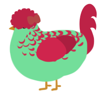 A spring and crimson chicken with a half-lace pattern