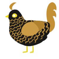 A sable and gold chicken with a lace pattern