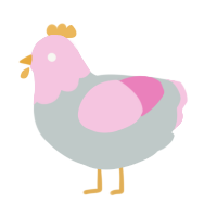 aceite, a silver and pink chicken with a head pattern