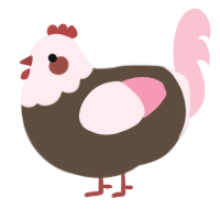 A bark and rose chicken with a head pattern